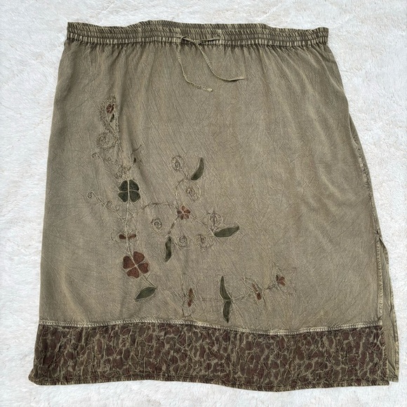 MPH collection | plus size rayon embroidered drawstring waist skirt lagenlook - Picture 1 of 3